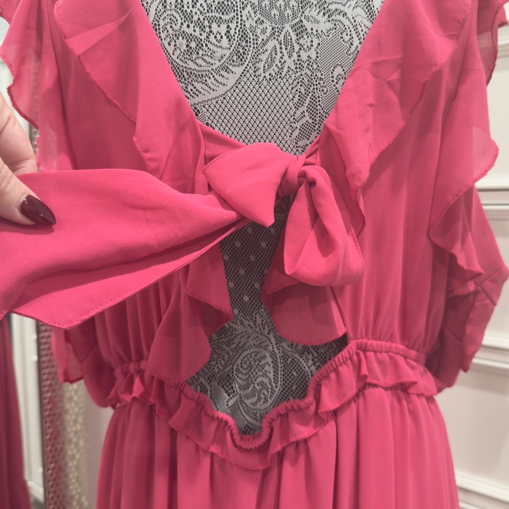 💗 Black Tape Hot Pink Ruffle Midi Plus Size Dress - NWOT! - Picture 6 of 15